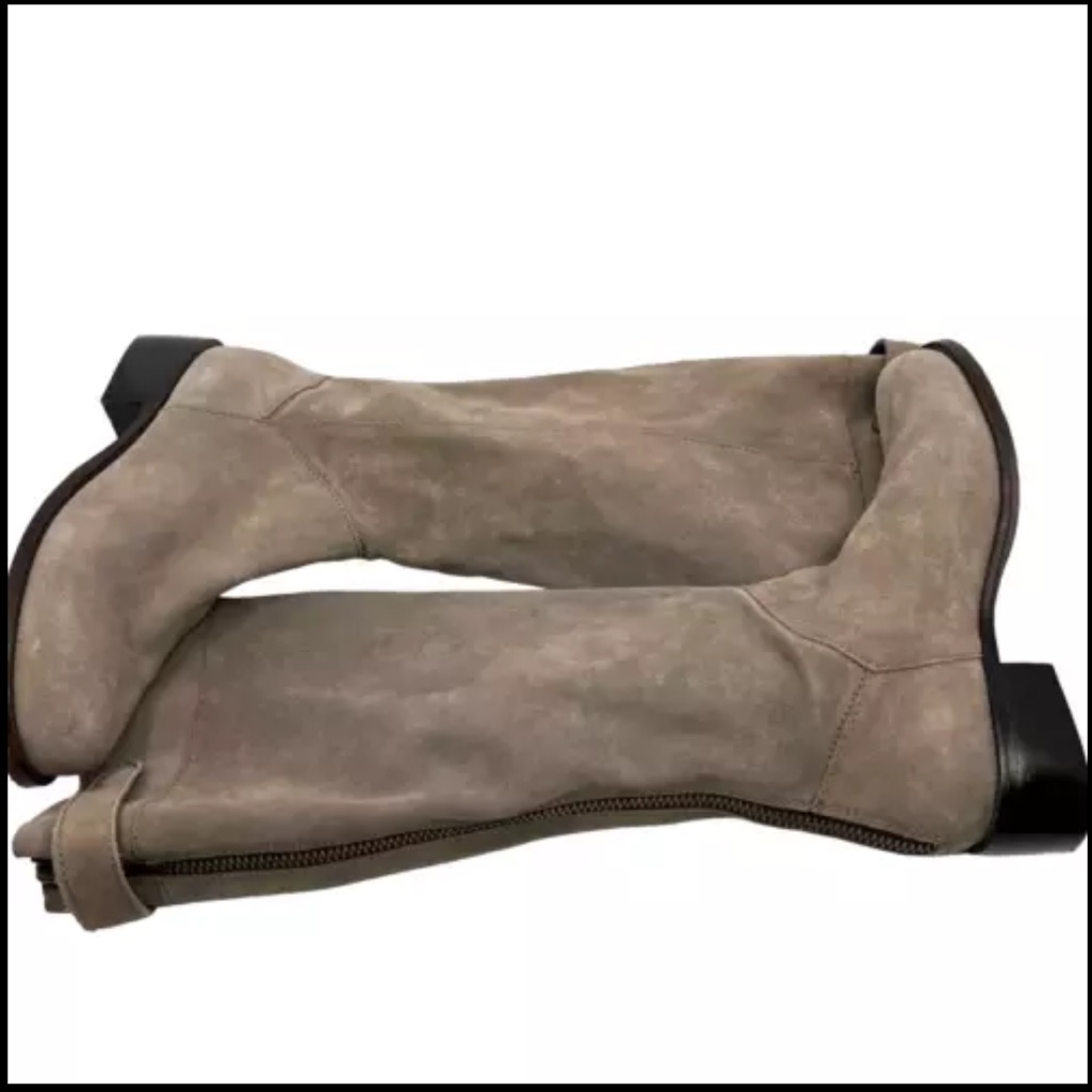 Corral 9 Suede Nubuck Leather Tall Riding Boots Taupe Grey Back Zip Western